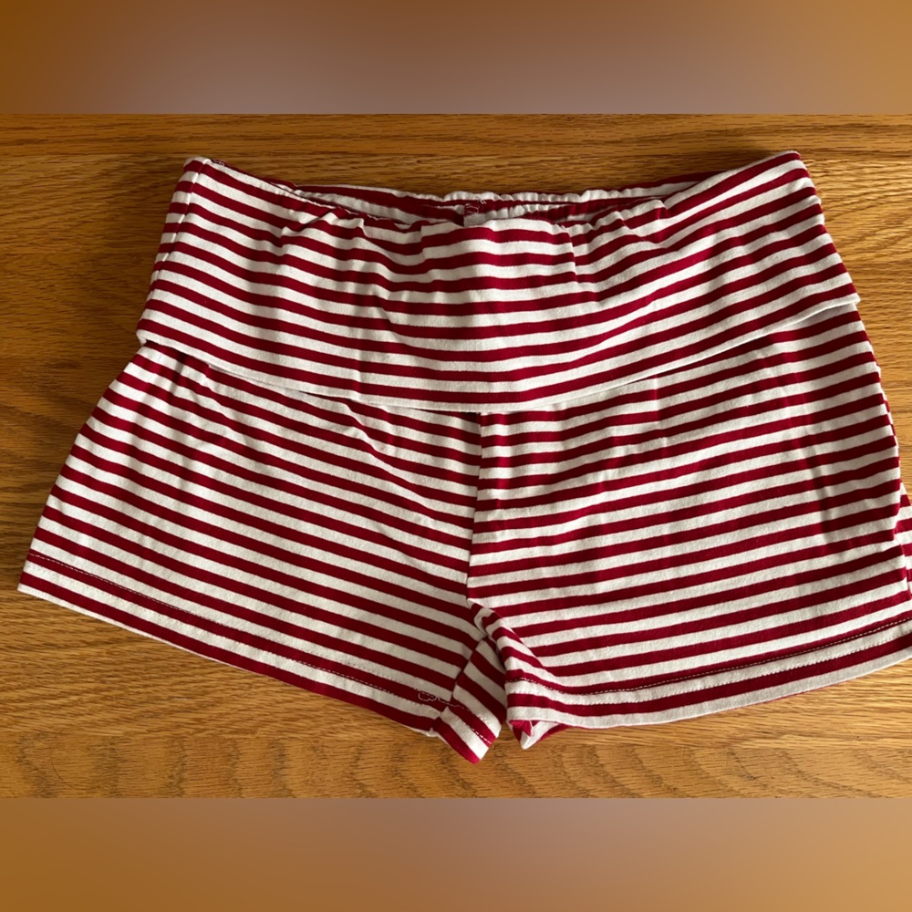 Red & white stripped fold over shorts